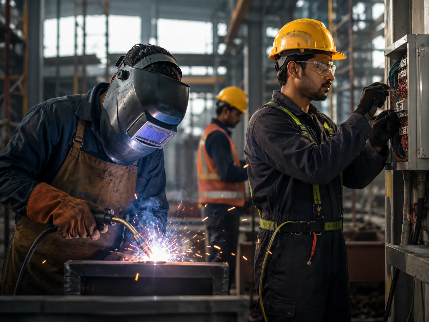 Indian skilled workers at an international worksite