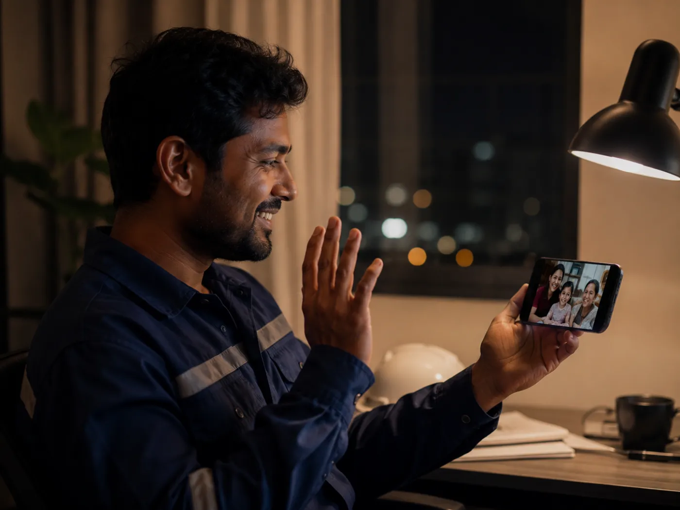 An Indian worker on a warm video call with family — the human impact of a career abroad
